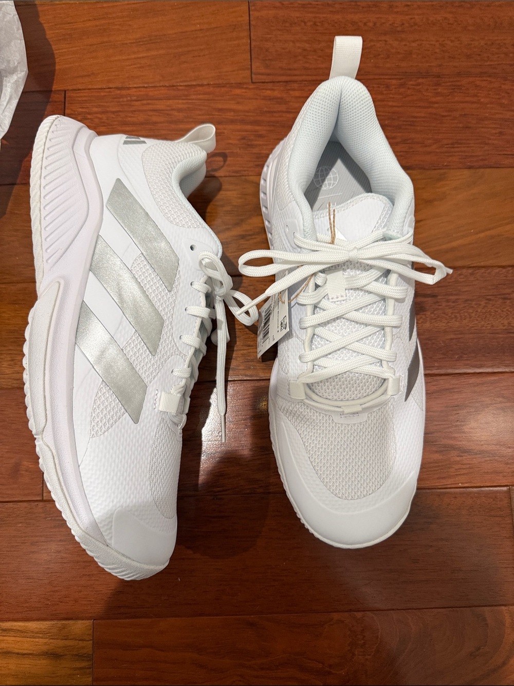 adidas White Sneakers with Silver Three-Stripes